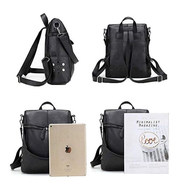 NEW HEMPSHIRE Vegan Leather Convertible Commuter Backpack - Picture 7 of 8